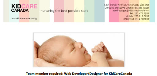 Team Member Required: Web Developer/Designer for KidCareCanada